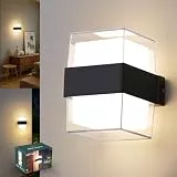 LetGlin LED Wandleuchte Innen 12W 1200LM, IP65 Wandlampe Aussenlampe Wand Aussen, 3000K Up and Down Leuchte Außenwandleuchte, LED Lampe für Hauswand Badezimmer Flur Balkon, Aluminium, Schwarz 1 Stück