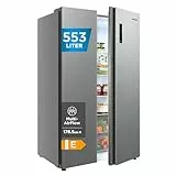 Comfee' Side-by-Side Kühl-Gefrierkombination 553 L | No Frost, 35 dB, Multi-Air-Flow | Platinum Fresh, Sensor & SuperCool | Titan-Grau, RCS536LS01EU(E)