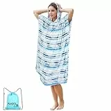 Kato Tirrinia Mikrofaser Frottee Surf Poncho Handtuch Badeponcho Bademäntel Sauna Damen Herren, Groß Surfponcho Strandponcho Erwachsene, Strandhandtuch Kapuzenhandtuch Sport Gym Beach Towel, Aqua Leaf