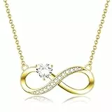 CERSLIMO Unendlichkeitszeichen Kette Gold Halskette Infinity Herz Zirkonia Schmuck Geschenke Muttertag Geburtstag Weihnachten Valentinstag Weihnachtstag für Freundin Mädchen Mama
