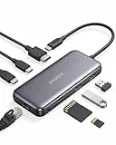 Anker 555 USB-C Docking Hub (8-in-1) PowerExpand Adapter, 85W Power Delivery, 4K 60Hz HDMI,10Gbps USB-C & 2 USB-A Datenports, Ethernet-Port, microSD & SD Speicherkartenleser, für MacBook Pro und mehr