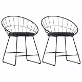 toolkix Esszimmerstühle 2 STK Schwarz Kunstleder mit pulverbeschichtetem Stahlgestell 58x51x72,5 cm gepolstert bequem für Küche Wohnzimmer Büro mit abnehmbaren Sitzkissen und ergonomischer