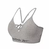 Reebok, Damen, Nahtloser BH, elastisches, Bauchfreies Sport-Top, ohne Bügel, Rücken im Racer Style, in Grau