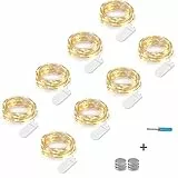 NEXVIN 3 Meter 30 LED Lichterkette Batterie Kupfer Drahtlichterkette Warmweiß, 8er Stück Micro Lichterkette Batteriebetrieben Lichter Flasche Dekoration (Kommen mit 6 Ersatzbatterien)