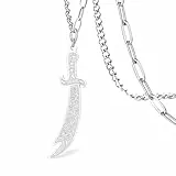 VASSAGO Schwertkette für Männer und Frauen, Zulfiqar Schwert-Halskette, Imam Ali Zulfiqar Anhänger, arabische Rune, islamisch, muslimischer Schmuck, Talisman, Amulett, religiöses Geschenk, 0.59'*1.97