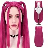 Lange lila Perücke Cosplay Kids, Lila Zopfperücke, Costume Kids Purple Wig, Hunter Cosplay Für Kinder, für Halloween Karneval Party Maskenball