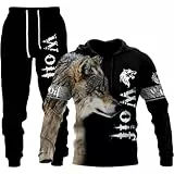 LEXAHO Unisex 3D Wolf Druck Hoodie Herren Jogginganzug Unisex Sweatshirts Hoody + Hose Sets S-6XL (Hoodie7,4XL)