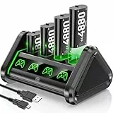 4 x 3840mWh Xbox Controller Akku für Xbox One/Series X&S Controller, 2.5H Schnelllade Xbox Akku für Xbox One/Xbox Series X|S/Elite Controller mit Akkuladegerät (1500mAh=3840mWh)