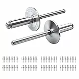 PDKKFF 80 Stück Aluminium Blindnieten mit Großem Flansch, 4.8x12mm Blindnieten, Silber Kuppelkopf Popnieten für Möbel Holzbearbeitung Blech Kraftfahrzeuge Ausrüstung Industrie Mechanische