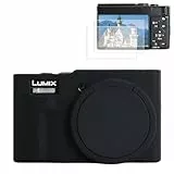 Rieibi Silikonhülle für Panasonic Lumix ZS99/TZ99 Kamera, Zubehör für Panasonic Lumix DC-ZS99/TZ99 Hülle mit 2 Displayschutzfolien, abnehmbare Objektivabdeckung, Schwarz