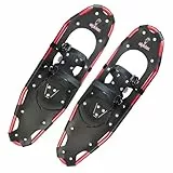 ALPIDEX Schneeschuhe Aluminium Rahmen Damen Herren ab Schuhgröße 36 bis 135 kg Ratschenbindung Tragetasche, Farbe:Black/Red 30