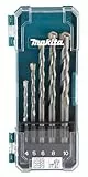 Makita D-72877 Steinbohrer-Set 5-teilig in Aufbewahrungsbox, für bpsw. Mauerwerk und Ziegelstein, Ø 4-10 mm, Rundschaft