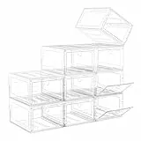 ARSTPEOE Schuhboxen, 9er Shoe Box, Schuhboxen Stapelbar Transparent, Schuhorganizer mit magnetischer Tür, Schuh-Vitrine.(Weiß