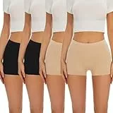 SIHOHAN Damen Baumwolle Boxershorts Radlerhose Damen kurz Panties Unterhosen mit Beinen Hose unter Kleid doppelter Schritt (2 Schwarz+2 Beige,M)
