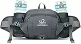 WATERFLY Gürteltasche mit Flaschenhalter, Gurt Verstellt Bauchtasche Hundetraining Handyfach Wasserdicht Hüfttasche für Wandern Reise Camping Hellgrau