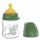 nip – Weithalsflasche | Babyflasche mit Ventil für optimalen Lufteinstrom und zwei Naturkautschuk-Trinksauger. Stillfreundliche Babyflasche aus bruchfestem Glas | Gr. S, 120ml, Grün