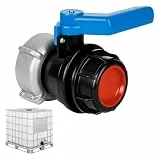 XCRPRT IBC Adapter Kugelhahn, IBC Container Klappenhahn DN50 75mm, IBC Tank Zubehör Tank Ablasshahn, Absperrhahn Auslaufhahn Klappenhahn für Container, Wassertank, Regentonne(Schwarz)