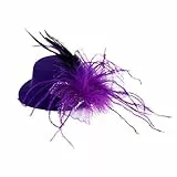 Amosfun Hut Haarspange Fascinator Feder Zylinder Haarschmuck Haarspangen Kopfschmuck Kopfschmuck für Mädchen Kostüm Party Accessoire (Lila)