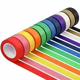 Elektheim 12 Rolle Kreppband Bunt, 20mm x 13M Maler Klebeband Regenbogen Dekoband Painters Masking Tape Malerkrepp Papier Klebeband Bastelband für Scrapbooking Handwerk Kunst Journaling DIY Labeling