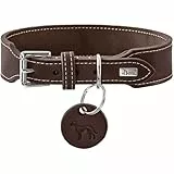 Hunter Halsband Aalborg EXTRABREIT Farbe Dunkelbraun, extra breit, weiches Softleder, mit eleganter Kontrastnaht, Made in Germany, Größe 50