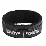 paloli Rosa Choker Halskette für Frauen Leder Choker Halskette Fluffy Punk Leash Choker Halskette Gothic Cosplay Sexy Schmuck (BKbaby)