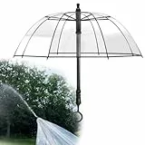 Wasserpistolen-Regenschirm, transparenter Regenschutz mit Spritzpistole, 10 m Reichweite, klarer Regenschirm, Wasserspritzpistole zum Herausziehen für Wasserschlachten und Poolpartys
