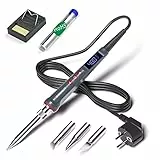 Lötkolben Set 200W 220V, Lötkolben mit LED Anzeige, 6 in 1 Lötset mit Temperatur einstellbar 180-480°C, 3 Lötspitzen, Lötkolbenständer, Lötzinn, Lötkolben für das Löten von großen Elektronikbauteilen