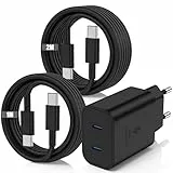 45W USB C Ladegerät Schnellladegerät für Samsung Galaxy S26 S25 S24 S23 S21 Ultra,Usb C Schnellladekabel 1M+2M mit Netzteil Ladegerät Adapter Fast Charger für S10 S9 S8 A55 A54 A53 5g/Tab S8/iPhone 17