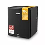 TZS First Austria - Mini Kühlschrank 30L komplett lautlos - Kleiner Minikühlschrank, wechselbarer Türanschlag & Innenbeleuchtung - Minibar für Camping, Büro, Schlafzimmer & Hotel - Mattschwarz