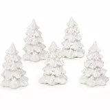 Logbuch-Verlag 5 kleine Baum Figuren weiß Weihnachtsbaum Tannenbaum Miniatur Winter Weihnachten Dekoration 4,5 cm