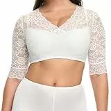 Susa Damen 5568 Wiesn-Zauber Dirndl-Bluse halbarm, Durchscheinend, weiß, 32