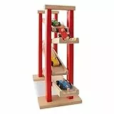 Eichhorn 100027332 - Autorennbahn inkl. 4x Fahrzeugen, 38x31cm, 5-tlg., FSC 1 Zertifiziertes Buchenholz, Made in Germany