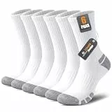 Cirorld Socken Herren Damen, 6 Paars Baumwolle Tennissocken, Warm Arbeitssocken mit Gepolstert, Atmungsaktiv Weich Wandersocken Trekkingsocken, Lange Rutschfest Sportsocken 39-42, Weiß