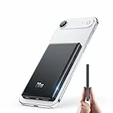 Ultra Slim iPhone Powerbank für Magsafe, Ntaanoo Magnetische Power Bank Induktives Laden 5000mAh, 20W Schnellladung Wireless Externe Handyakkus Kabelloses Akkupack für iPhone17/16/15/14/13/12, Schwarz