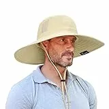 Outdoor Sonnenhut Herren Damen mit Kinnband,Faltbar Breite Krempe Bucket Hut,Summer Cap mit Nackenschutz UPF 50+ UV Schutz für Hiking Safari Strand Wanderhut Anglerhut Gartenhut Sonnenschutz Hut Brige