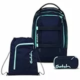 Satch Pack Schulrucksack Set 3tlg. inkl. Schlamperbox und Sportbeutel (Ocean Mint)
