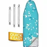 Super Soft 5 Schichten Turbo-Bügelbrettbezug 120x40, Vergleichssieger, ÖKOTEX Baumwoll-Polsterung, schneller mit Thermoreflexion, 5 Größen, EasyFit+Spanner, Made in Europe, L Fläche 116-120x38-40cm