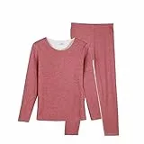 Thermowäsche Set Damen Polyester, Funktionswäsche Skiunterwäsche Winter XL Unterhose + Unterwäsche Wärmend Rosa