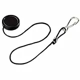 Hama Halter für Objektivdeckel, Karabinerhaken für Befestigung an Kameraöse, Länge 10 cm, Schwarz