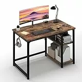 JUMMICO Schreibtisch 100cm mit Regalen, Tisch mit Stauraum, stabile Stahlkonstruktion – Rechts- oder Linksschreibtisch – Rustikales Braun