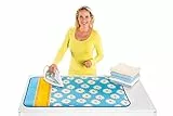 Maximex Blitz-Bügeldecke Margie BLAU 100x65 cm, Hitzereflektierende Bügeldecke mit Gegenbügeleffekt, Für schnelleres Bügeln, Baumwolldecke mit Blitzbügler-Zone, Öko-Tex Zertifiziert