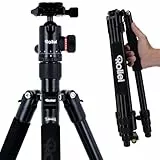 Rollei C5i Kamera Stativ Schwarz, 156cm Kompaktes Fotostativ aus Aluminium mit Kugelkopf Leichtes Reisestativ mit Einbeinstativ Funktion für DSLR Kamera Arca Swiss Kompatibel Stativ für Smartphone