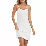 Xuepelit Unterkleid Damen Sexy Nachthemd Sommer Unterröcke Spaghetti Strap Sexy Negligee Full Slip Spaghettiträger Kleid，weiß L