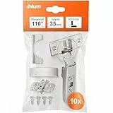 BLUM 10x CLIP top Möbelscharnier 110° I Topfscharnier 35mm I separat montierbare CLIP Kreuzmontageplatte, 0mm Distanz | 3D Seiten-, Höhen- und Tiefeneinstellung | vernickelt | Eckanschlag