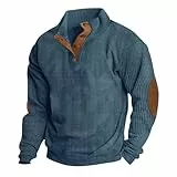 DUHGBNE SchnäPpchen des Tages Cord Pullovers Herren Warmer Kordsamt Langarmshirt Lockere Vintage Farbblock Patchwork Sweatshirts Ellenbogen-Patches Sweat Weihnachtsdeko Sale