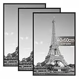 upsimples 3 Pack Bilderrahmen 40x60, 40x60 cm Bilderrahmen Schwarz für Fotogalerie, Einschubstreifen, Horizontale oder Vertikale Wandmontage
