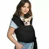 Pawaboo Tragetuch für Haustiere für Kleine Hunde und Katzen, Hände Frei Hundetragetasche Sling, Anti-Angst weiche Baumwolle Vorne liegend Katzentragetasche Papoose, Welpen-Kätzchen-Beutel, Schwarz