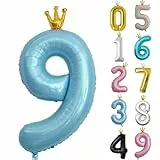 Zahl 9 Luftballon Blau, 101cm Riesen Zahlenballon Nummer 0 1 2 3 4 5 6 7 8 9 10 16 18 21 30 40 50 60 70 80 90 100, 40' Groß Folienballons für Hochzeit Jubiläum, Geburtstagsballons Party Dekoration