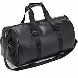 Wesoke Sport-Sporttasche Reisetaschen für Damen Herren, wasserdichte Fitness-Workout-Einkaufstasche, Yoga-Tragetasche Weekender Reisetasche mit Schuhfach, Schwarz
