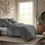 Seralino Lyocell Bettwäsche 135x200 Dunkelgrau + 80x80 cm Grau | Luxus Tencel Bettwäsche | weich & hochwertig | Reißverschluss | Oeko-Tex | für Allergiker geeignet | Atmungsaktiv gegen Schweiß
